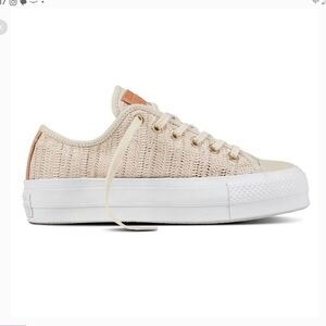 Converse All Star Lift Herringbone Off-White Canvas Sneakers